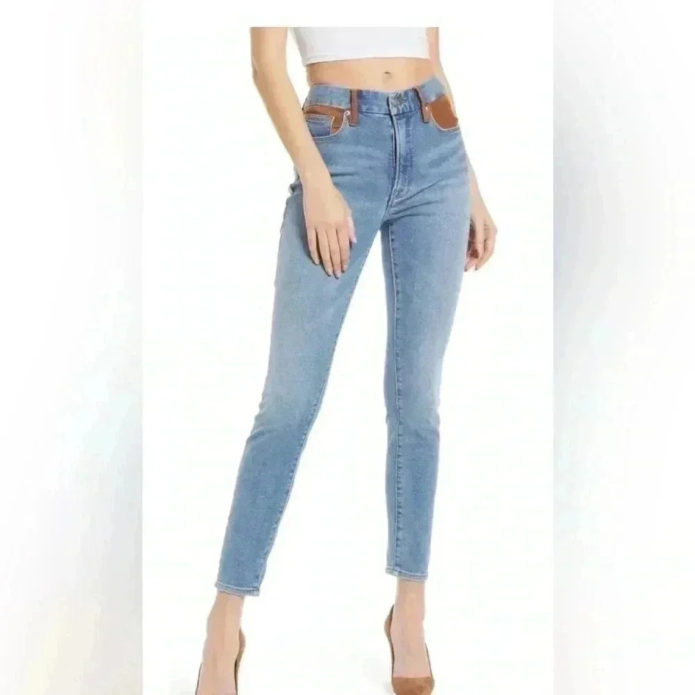 NWT GOOD AMERICAN - Good Legs Suede Mixing Skinny Jeans